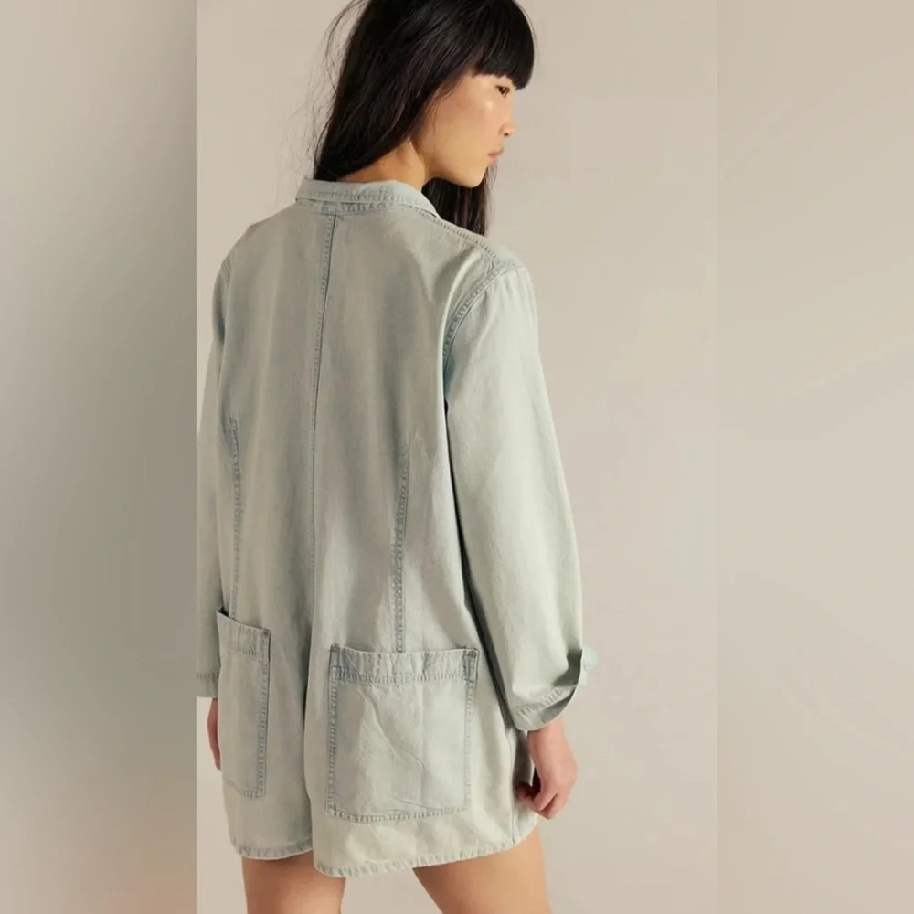 Free People We The Free Maggie Denim Shortalls. NWT. Light beam blue - Picture 3 of 4